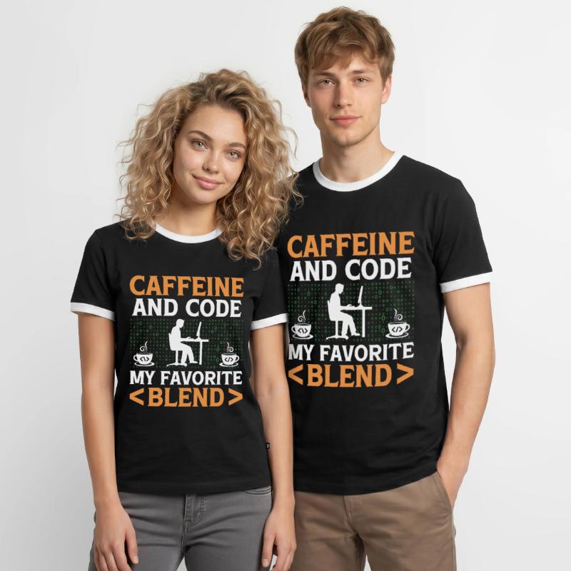 Café Codage Programmeur Codeur Développeur Nerd Coff T-shirt contrasté Homme