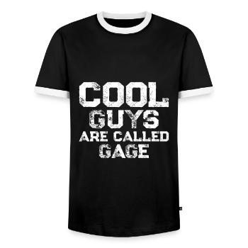 Les gars cool s’appellent Gage - T-shirt contrasté Homme - noir/blanc - Devant - AI Model Female 172 light (172cm) & AI Model Male 178 light (178cm)
