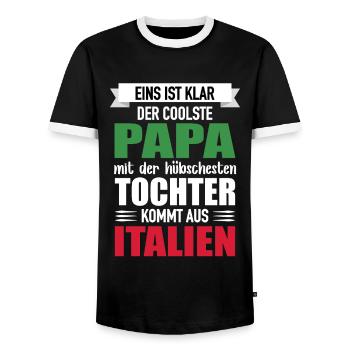Dad Prettiest Daughter Italy Gift - Men's Ringer Shirt - black/white - Front - AI Model Female 172 light (172cm) & AI Model Male 178 light (178cm)