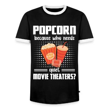 Popcorn Quiet Movie Theaters Kinoabend Geschenk - Männer Kontrast-T-Shirt - Schwarz/Weiß - Vorne - AI Model Female 172 light (172cm) & AI Model Male 178 light (178cm)
