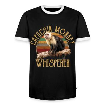Capuchin monkey whisperer - Männer Kontrast-T-Shirt - Schwarz/Weiß - Vorne - AI Model Female 172 light (172cm) & AI Model Male 178 light (178cm)