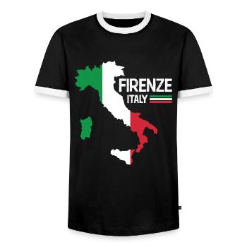 Firenze Italy Florence Map Regions Italy - Men's Ringer Shirt - black/white - Front - AI Model Female 172 light (172cm) & AI Model Male 178 light (178cm)