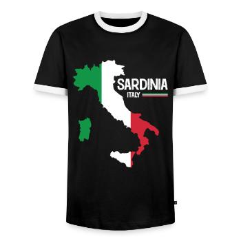 Sardinia Italy Sardinia Map Region Italy - Men's Ringer Shirt - black/white - Front - AI Model Female 172 light (172cm) & AI Model Male 178 light (178cm)