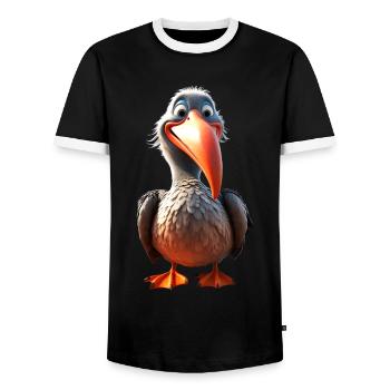 Pelican Waterfowl Pelican Gift Cute Pelicans - Men's Ringer Shirt - black/white - Front - AI Model Female 172 light (172cm) & AI Model Male 178 light (178cm)