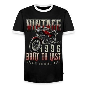 Vintage Motorcycle Bikers Motorbike Birthday 1996 - Men's Ringer Shirt - black/white - Front - AI Model Female 172 light (172cm) & AI Model Male 178 light (178cm)