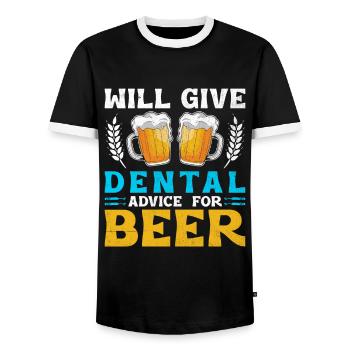 Wird zahnärztliche Ratschläge für Bierzahnarzt Dental De geben - Männer Kontrast-T-Shirt - Schwarz/Weiß - Vorne - AI Model Female 172 light (172cm) & AI Model Male 178 light (178cm)