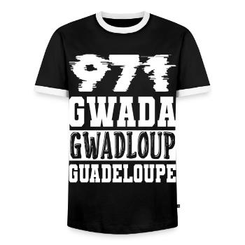 971 GWADA GWADLOUP GUADELOUPE - T-shirt contrasté Homme - noir/blanc - Devant - AI Model Female 172 light (172cm) & AI Model Male 178 light (178cm)
