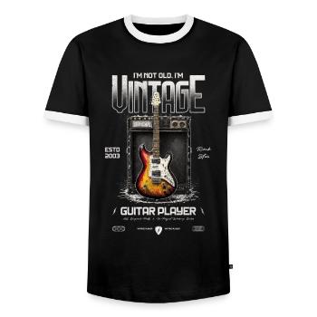 I'm Not Old I'm Vintage Retro 2003 Guitar Player - Men's Ringer Shirt - black/white - Front - AI Model Female 172 light (172cm) & AI Model Male 178 light (178cm)