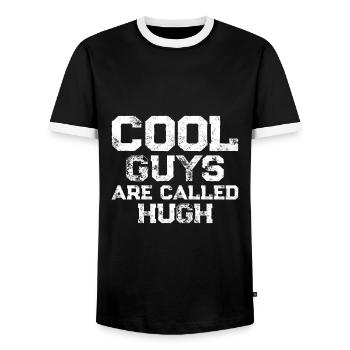 Les mecs cool s’appellent Hugh - T-shirt contrasté Homme - noir/blanc - Devant - AI Model Female 172 light (172cm) & AI Model Male 178 light (178cm)