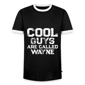 Cool guys are called Wayne - Men's Ringer Shirt - black/white - Front - AI Model Female 172 light (172cm) & AI Model Male 178 light (178cm)