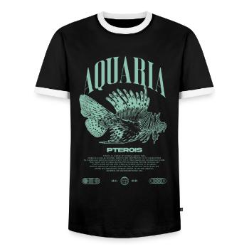 Lionfish Marine Fish Keeper Modern Streetwear - Men's Ringer Shirt - black/white - Front - AI Model Female 172 light (172cm) & AI Model Male 178 light (178cm)