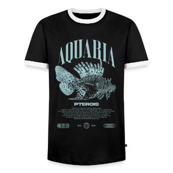 Lionfish Marine Fish Keeper Modern Streetwear - Men's Ringer Shirt - black/white - Front - AI Model Female 172 light (172cm) & AI Model Male 178 light (178cm)