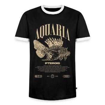 Lionfish Marine Fish Keeper Modern Streetwear - Men's Ringer Shirt - black/white - Front - AI Model Female 172 light (172cm) & AI Model Male 178 light (178cm)