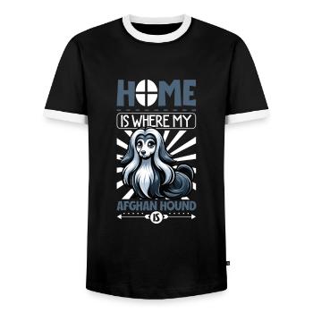 Home - Afghan Hound - Men's Ringer Shirt - black/white - Front - AI Model Female 172 light (172cm) & AI Model Male 178 light (178cm)