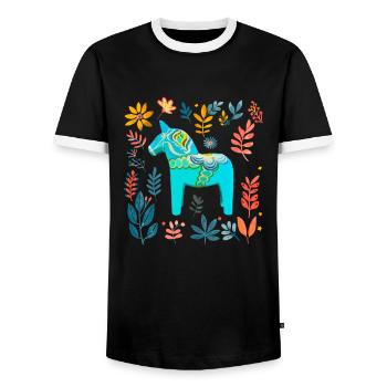 Dala Horse Sweden Swedish horse - Männer Kontrast-T-Shirt - Schwarz/Weiß - Vorne - AI Model Female 172 light (172cm) & AI Model Male 178 light (178cm)