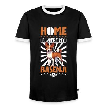 Zuhause - Basenji - Männer Kontrast-T-Shirt - Schwarz/Weiß - Vorne - AI Model Female 172 light (172cm) & AI Model Male 178 light (178cm)