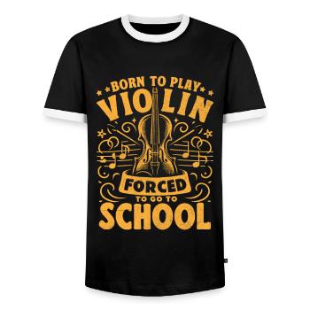 Né pour jouer du violon forcé d’aller à l’école Violon - T-shirt contrasté Homme - noir/blanc - Devant - AI Model Female 172 light (172cm) & AI Model Male 178 light (178cm)