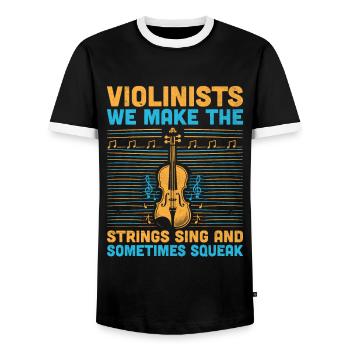 Violinists We Make The Strings Sing And Sometimes - Men's Ringer Shirt - black/white - Front - AI Model Female 172 light (172cm) & AI Model Male 178 light (178cm)