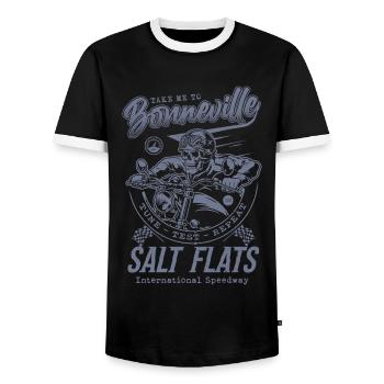 Bonneville Salt Flats Motorradrennen Vintage - Männer Kontrast-T-Shirt - Schwarz/Weiß - Vorne - AI Model Female 172 light (172cm) & AI Model Male 178 light (178cm)