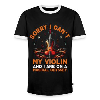Sorry I Can't My Violin And I Are On A Musical Ody - Men's Ringer Shirt - black/white - Front - AI Model Female 172 light (172cm) & AI Model Male 178 light (178cm)