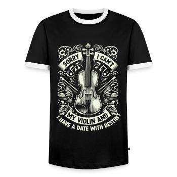 Désolé, je ne peux pas mon violon et j’ai un rendez-vous avec Des - T-shirt contrasté Homme - noir/blanc - Devant - AI Model Female 172 light (172cm) & AI Model Male 178 light (178cm)