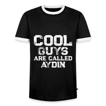 Cool guys are called Aydin - Männer Kontrast-T-Shirt - Schwarz/Weiß - Vorne - AI Model Female 172 light (172cm) & AI Model Male 178 light (178cm)