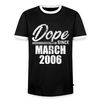 18th Birthday March Vintage 2006 Gift Idea - Men's Ringer Shirt - black/white - Front - AI Model Female 172 light (172cm) & AI Model Male 178 light (178cm)