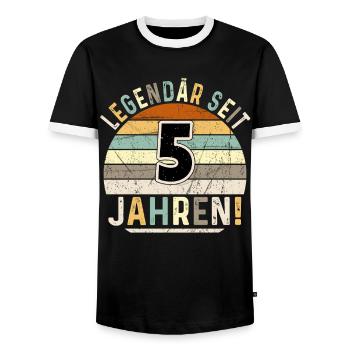 5 Years Gift 5th Birthday Boy Girl - Men's Ringer Shirt - black/white - Front - AI Model Female 172 light (172cm) & AI Model Male 178 light (178cm)