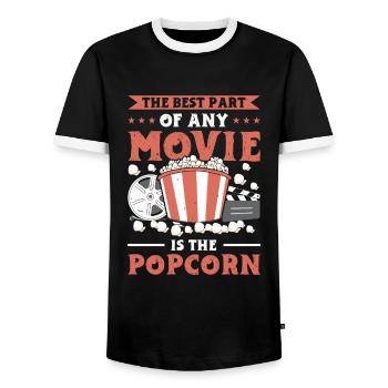 Popcorn Filmeabend Pop-Corn Kinonacht Geschenk - Männer Kontrast-T-Shirt - Schwarz/Weiß - Vorne - AI Model Female 172 light (172cm) & AI Model Male 178 light (178cm)