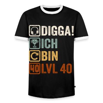 40th Birthday Gift 40th Gamer Gamer Saying - Men's Ringer Shirt - black/white - Front - AI Model Female 172 light (172cm) & AI Model Male 178 light (178cm)