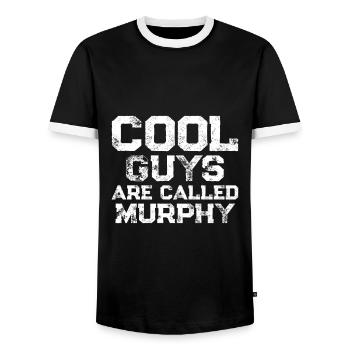Cool guys are called Murphy - Men's Ringer Shirt - black/white - Front - AI Model Female 172 light (172cm) & AI Model Male 178 light (178cm)