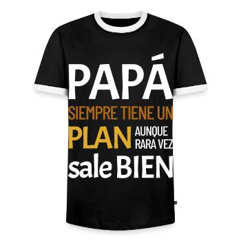 Papa a toujours un plan - T-shirt contrasté Homme - noir/blanc - Devant - AI Model Female 172 light (172cm) & AI Model Male 178 light (178cm)
