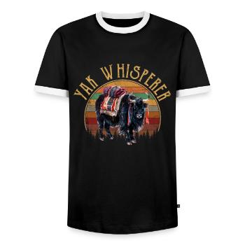 Yak Whisperer Himalaya Tibet - T-shirt contrasté Homme - noir/blanc - Devant - AI Model Female 172 light (172cm) & AI Model Male 178 light (178cm)