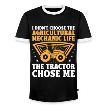 Mécanicien agricole Drôle de tracteur Mécanique Ferme - T-shirt contrasté Homme - noir/blanc - Devant - AI Model Female 172 light (172cm) & AI Model Male 178 light (178cm)