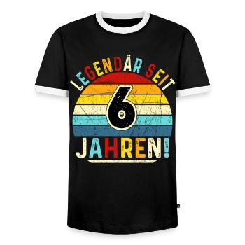 6 Years Gift 6th Birthday Boy Girl - Men's Ringer Shirt - black/white - Front - AI Model Female 172 light (172cm) & AI Model Male 178 light (178cm)