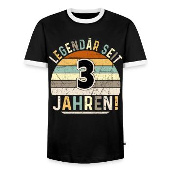3 Years Gift 3rd Birthday Boy Girl - Men's Ringer Shirt - black/white - Front - AI Model Female 172 light (172cm) & AI Model Male 178 light (178cm)