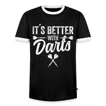 Fléchettes Joueur de fléchettes Jeu de fléchettes Fléchettes - T-shirt contrasté Homme - noir/blanc - Devant - AI Model Female 172 light (172cm) & AI Model Male 178 light (178cm)