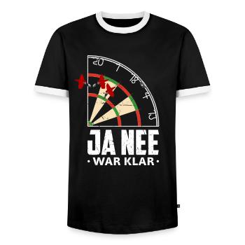 Funny Dart Saying Dartboard Dart Gift - Men's Ringer Shirt - black/white - Front - AI Model Female 172 light (172cm) & AI Model Male 178 light (178cm)