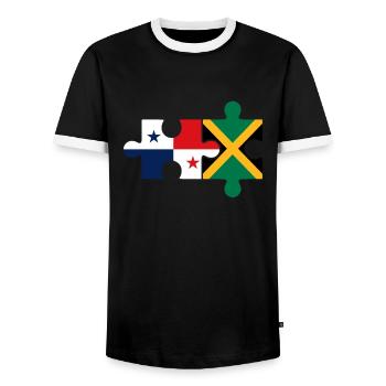 Jamaïcain Panama Jamaïque - T-shirt contrasté Homme - noir/blanc - Devant - AI Model Female 172 light (172cm) & AI Model Male 178 light (178cm)