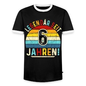 6 Years Gift 6th Birthday Boy Girl - Men's Ringer Shirt - black/white - Front - AI Model Female 172 light (172cm) & AI Model Male 178 light (178cm)