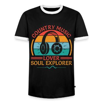 Comté Musique Vintage Amateur de musique Western Country C - T-shirt contrasté Homme - noir/blanc - Devant - AI Model Female 172 light (172cm) & AI Model Male 178 light (178cm)