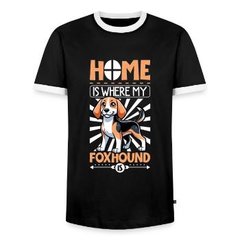 Zuhause - English Foxhound - Männer Kontrast-T-Shirt - Schwarz/Weiß - Vorne - AI Model Female 172 light (172cm) & AI Model Male 178 light (178cm)