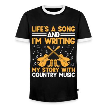 Comté Musique Vintage Amateur de musique Western Country C - T-shirt contrasté Homme - noir/blanc - Devant - AI Model Female 172 light (172cm) & AI Model Male 178 light (178cm)