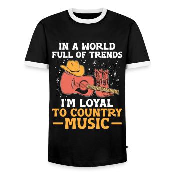 Comté Musique Vintage Amateur de musique Western Country C - T-shirt contrasté Homme - noir/blanc - Devant - AI Model Female 172 light (172cm) & AI Model Male 178 light (178cm)