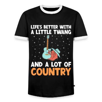 Comté Musique Vintage Amateur de musique Western Country C - T-shirt contrasté Homme - noir/blanc - Devant - AI Model Female 172 light (172cm) & AI Model Male 178 light (178cm)