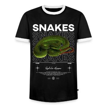 Vipère de fosse à lèvres blanches moderne gardien de reptile - T-shirt contrasté Homme - noir/blanc - Devant - AI Model Female 172 light (172cm) & AI Model Male 178 light (178cm)