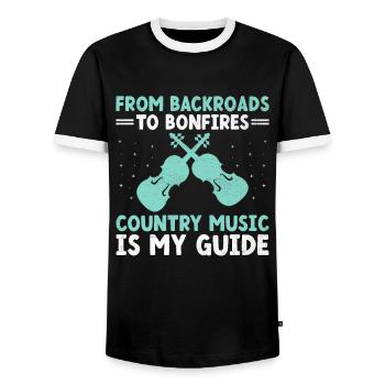 Comté Musique Vintage Amateur de musique Western Country C - T-shirt contrasté Homme - noir/blanc - Devant - AI Model Female 172 light (172cm) & AI Model Male 178 light (178cm)