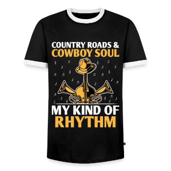 Comté Musique Vintage Amateur de musique Western Country C - T-shirt contrasté Homme - noir/blanc - Devant - AI Model Female 172 light (172cm) & AI Model Male 178 light (178cm)