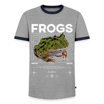 Gehörnter Frosch Streetwear Froschhüter - Männer Kontrast-T-Shirt - Grau/Navy  - Vorne - AI Model Female 172 light (172cm) & AI Model Male 178 light (178cm)