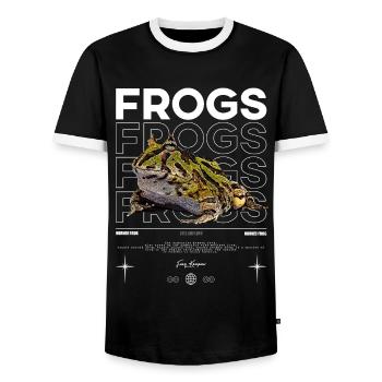 Horned Frog Streetwear Frog Keeper - Men's Ringer Shirt - black/white - Front - AI Model Female 172 light (172cm) & AI Model Male 178 light (178cm)